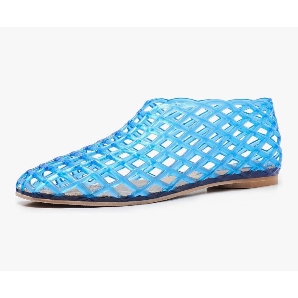 Blue Jelly Mesh Ballet Flats for Women Clear Hollow Jellies Flat Sandals - Picture 5 of 8